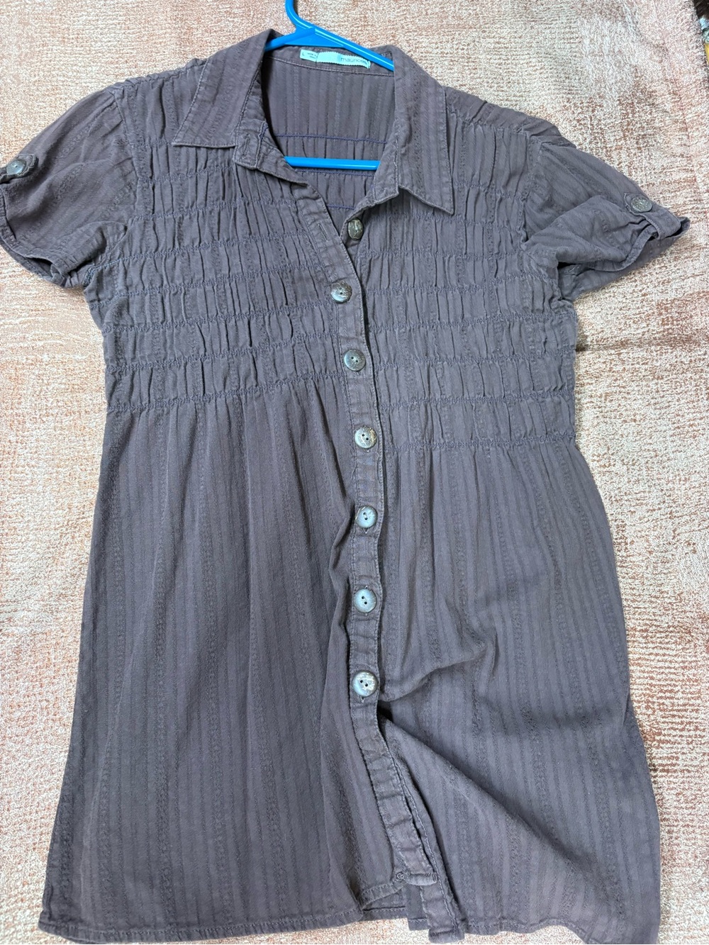Maurices Dark brown Short-Sleeve Button-Front Top